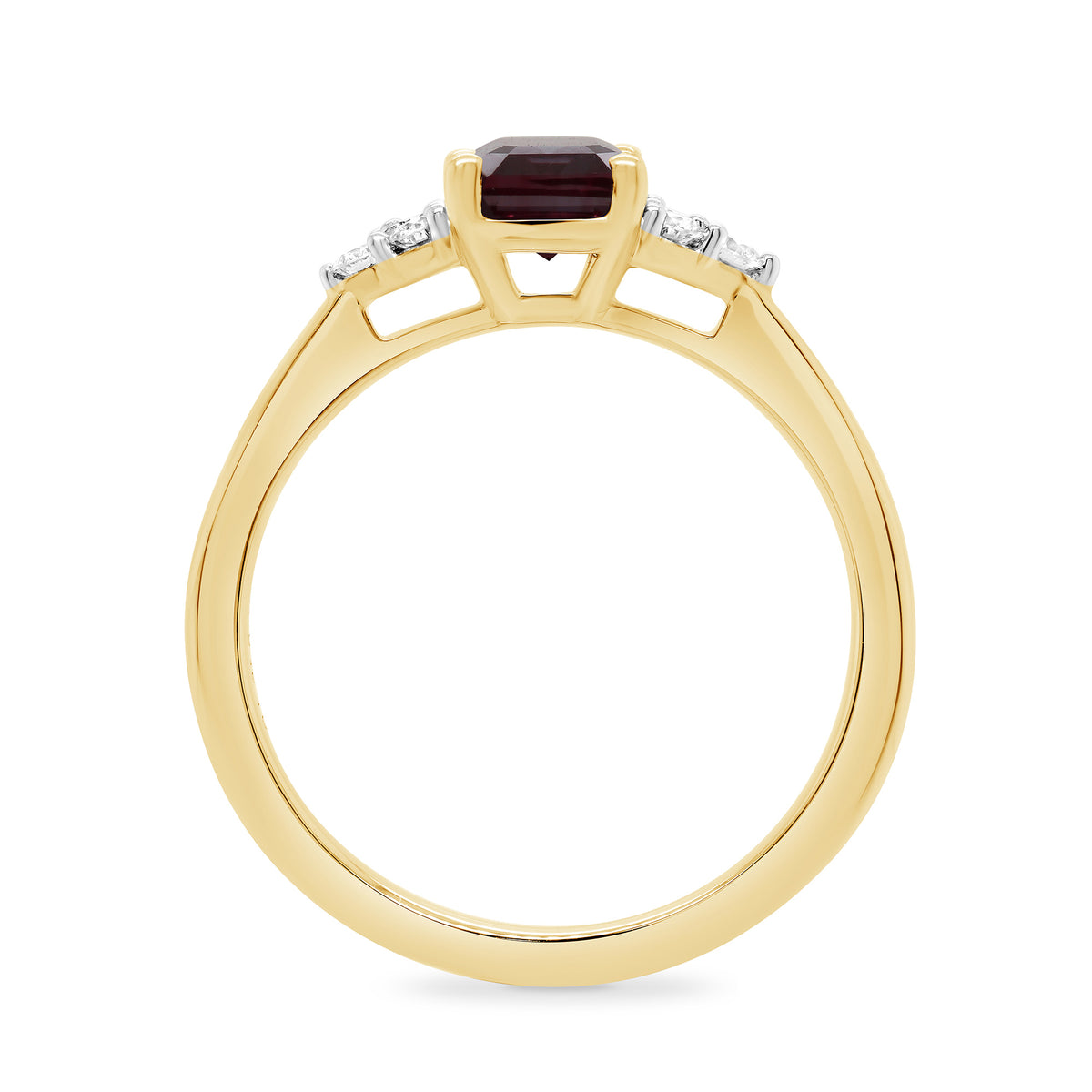 9ct gold 8x6 octagonal lab created alexandrite & 3 E/VS diamonds each side ring 0.15cts LG