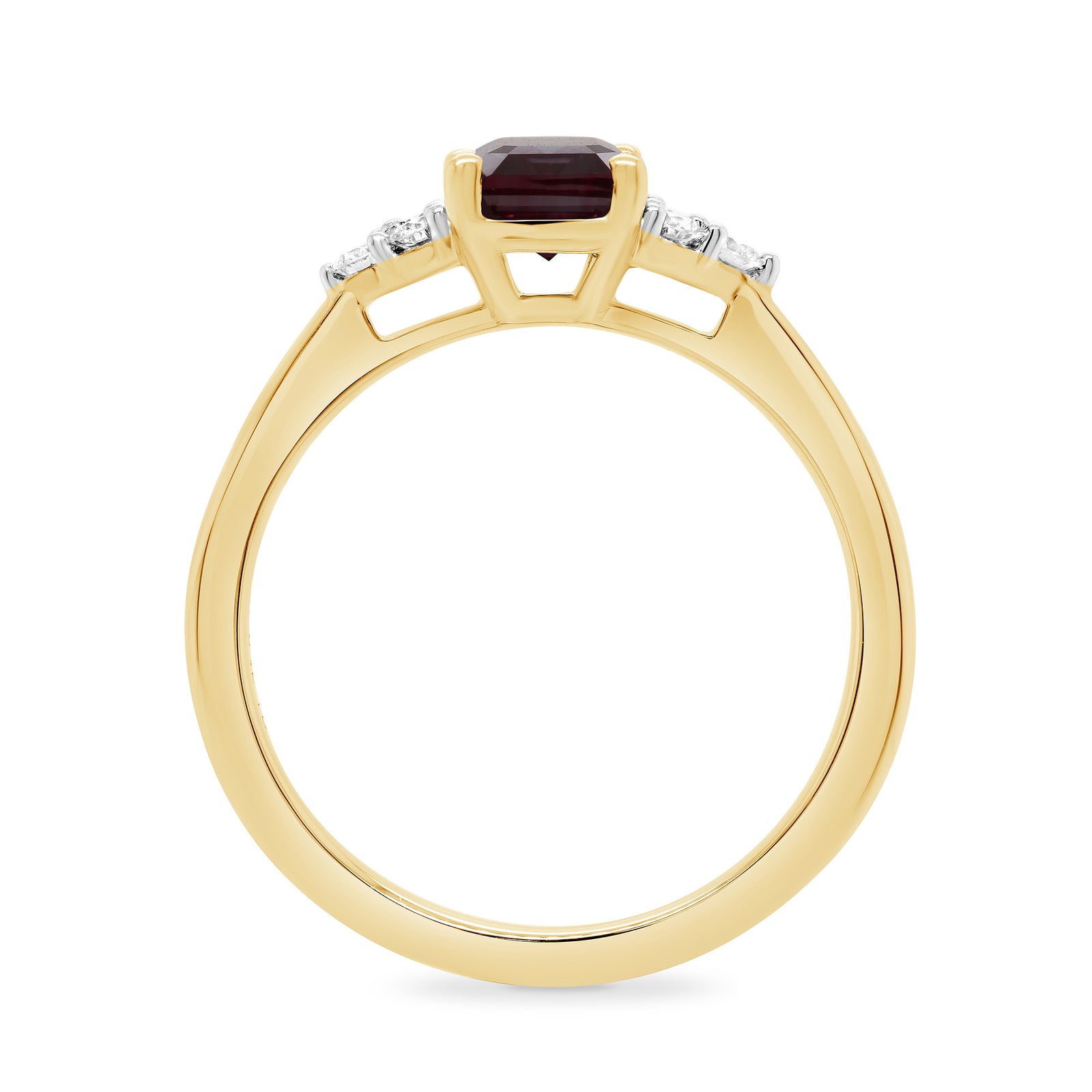 9ct gold 8x6 octagonal lab created alexandrite & 3 E/VS diamonds each side ring 0.15cts LG