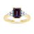 9ct gold 8x6 octagonal lab created alexandrite & 3 E/VS diamonds each side ring 0.15cts LG