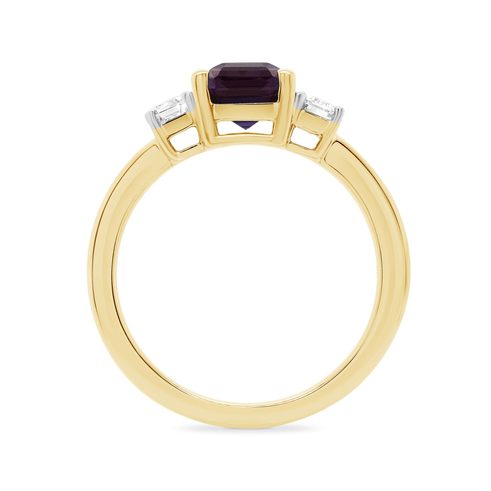 9ct gold 8x6 octagonal lab created alexandrite & E/VS diamonds ring 0.40cts LG