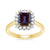 9ct gold 8x6 octagonal lab created alexandrite & E/VS diamond cluster ring 0.40cts LG