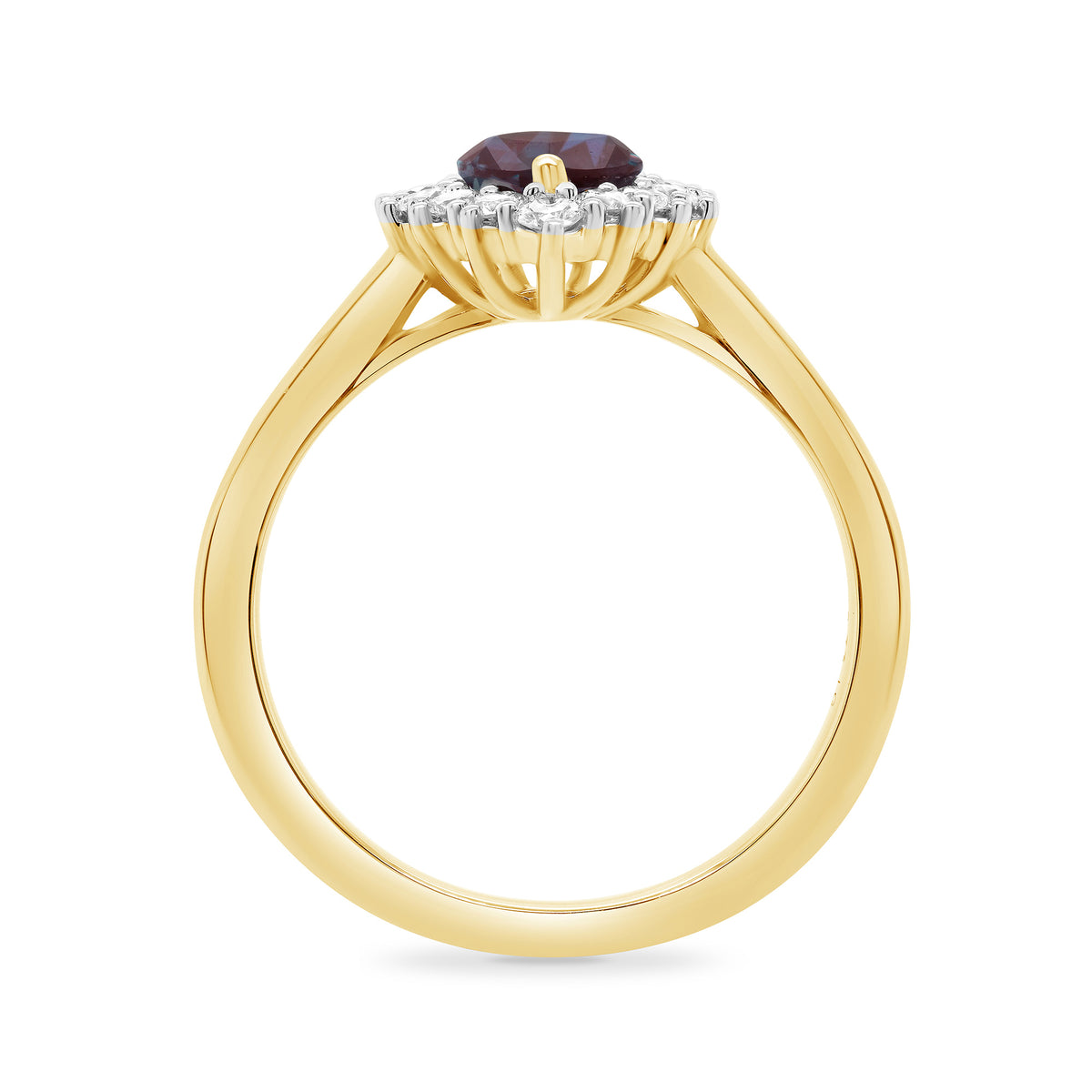 9ct gold 7x5 pear lab created alexandrite & E/VS diamond cluster ring 0.33cts LG