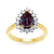 9ct gold 8x6 pear lab created alexandrite & E/VS diamond cluster ring 0.36cts LG