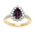 9ct gold 8x6 pear lab created alexandrite & E/VS diamond shoulders cluster ring 0.50cts LG