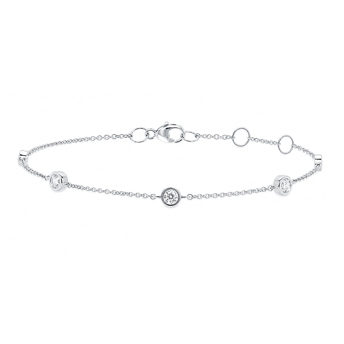 9ct white gold three stone rub over lab grown diamond bracelet E/VS 0.35cts