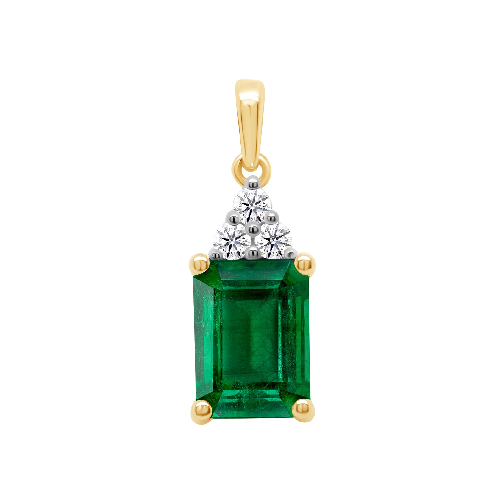 9ct gold 8x6mm Octagonal Lab Created Emerald & E/VS Diamonds 0.08cts LG Pendant