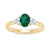 9ct gold 7x5 oval lab created emerald & 3 E/VS diamonds each side ring 0.15cts LG