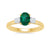 9ct gold 7x5 oval lab created emerald & E/VS diamonds ring 0.25cts LG