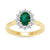 9ct gold 7x5 oval lab created emerald & E/VS diamond cluster ring 0.33cts LG