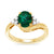 9ct gold 8x6 oval lab created emerald & E/VS diamond ring 0.20cts LG