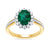9ct gold 8x6 oval lab created emerald & E/VS diamond shoulders cluster ring 0.50cts LG
