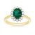 9ct gold 8x6 oval lab created emerald & E/VS diamond cluster ring 0.36cts LG