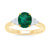 9ct gold 9x7 oval lab created Emerald & 3 E/VS diamonds each side ring 0.15cts LG