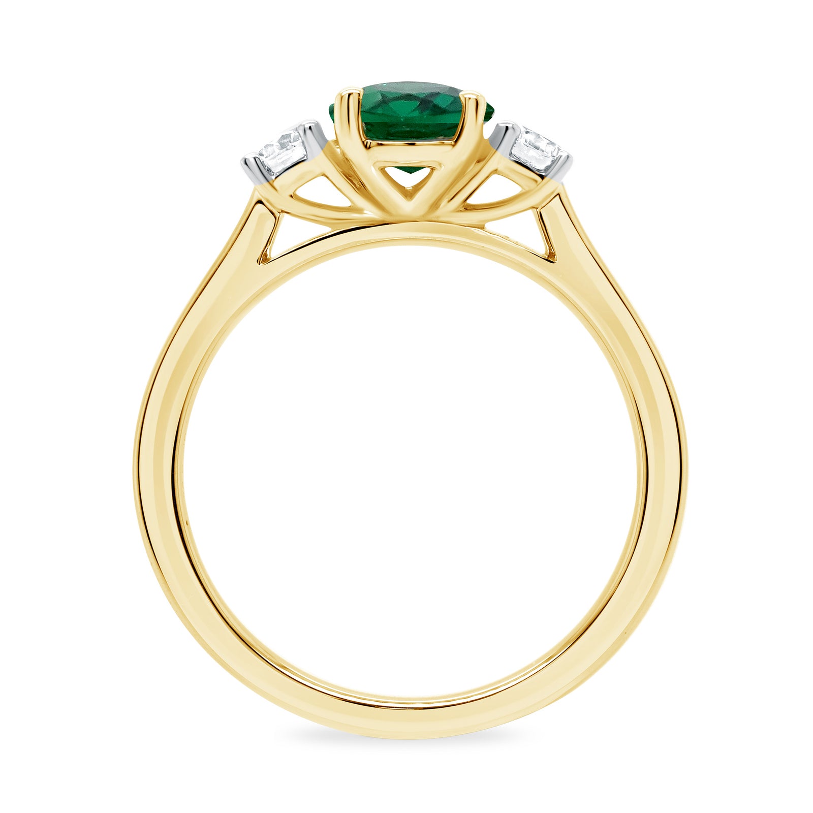 9ct gold 9x7 oval lab created emerald & E/VS diamonds ring 0.25cts LG