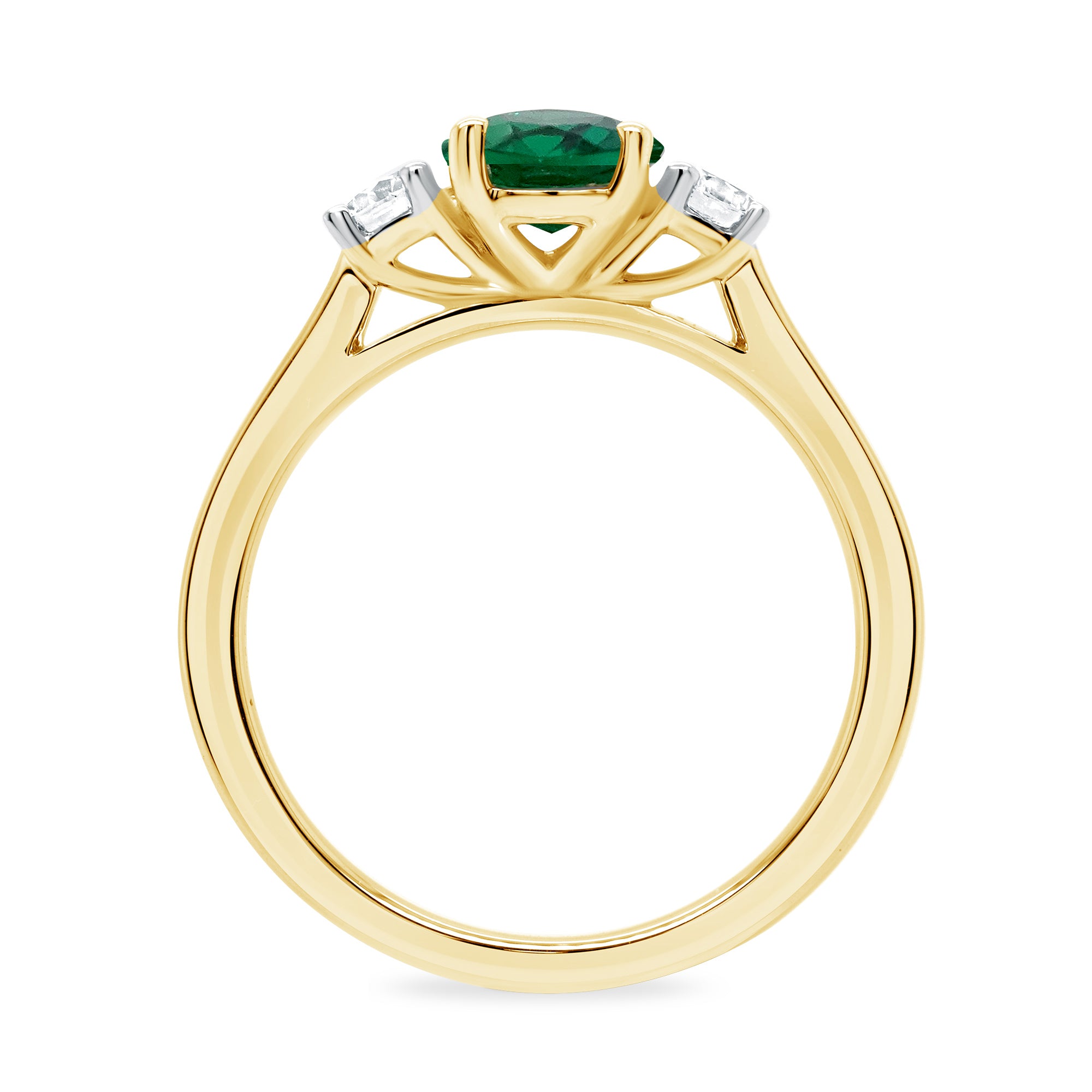 9ct gold 9x7 oval lab created emerald & E/VS diamonds ring 0.25cts LG