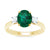 9ct gold 9x7 oval lab created emerald & E/VS diamonds ring 0.25cts LG
