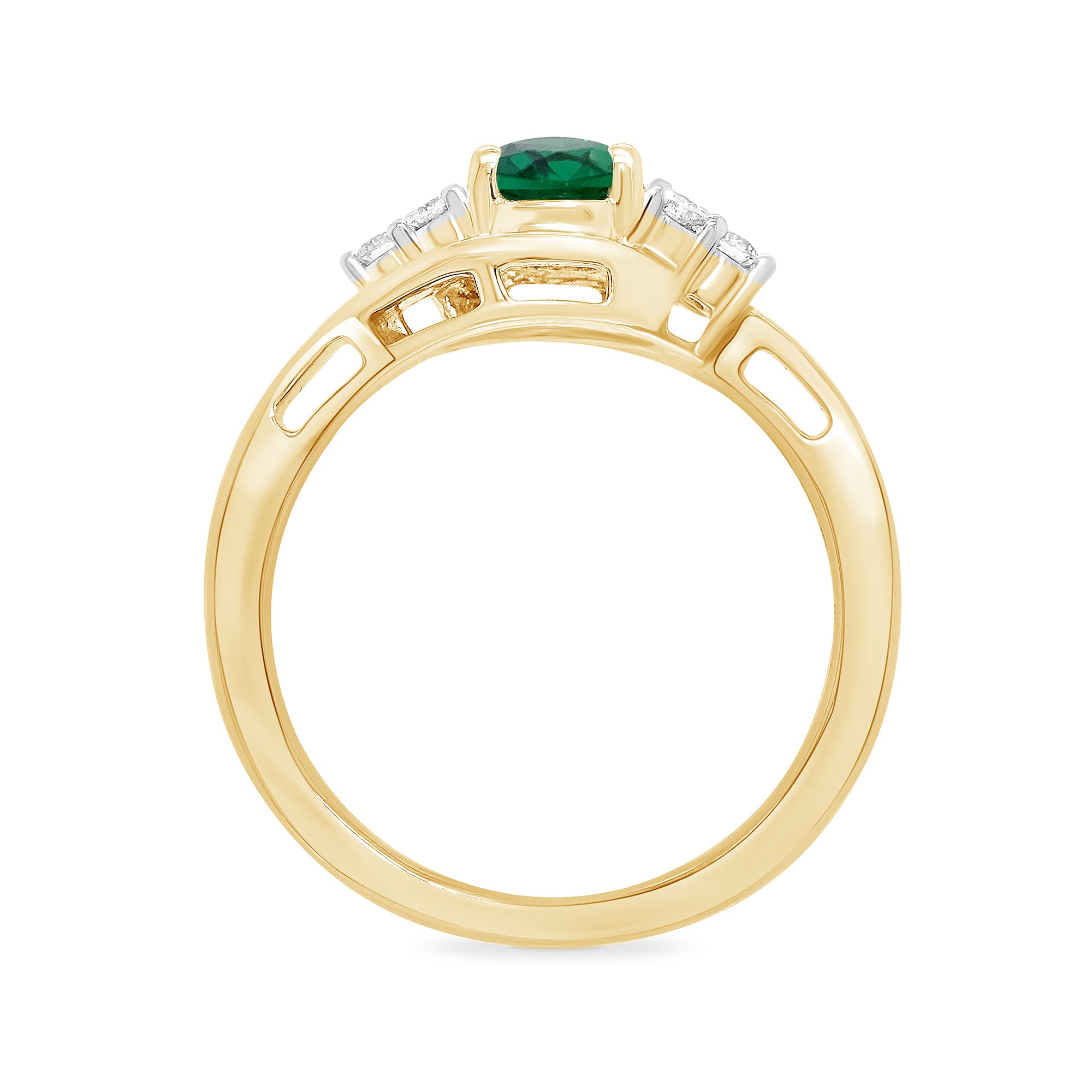9ct gold 9x7 oval lab created emerald & E/VS diamond ring 0.20cts LG