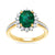 9ct gold 9x7 oval lab created emerald & E/VS diamond shoulders cluster ring 0.50cts LG