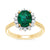 9ct gold 9x7 oval lab created emerald & E/VS diamond cluster ring 0.36cts LG