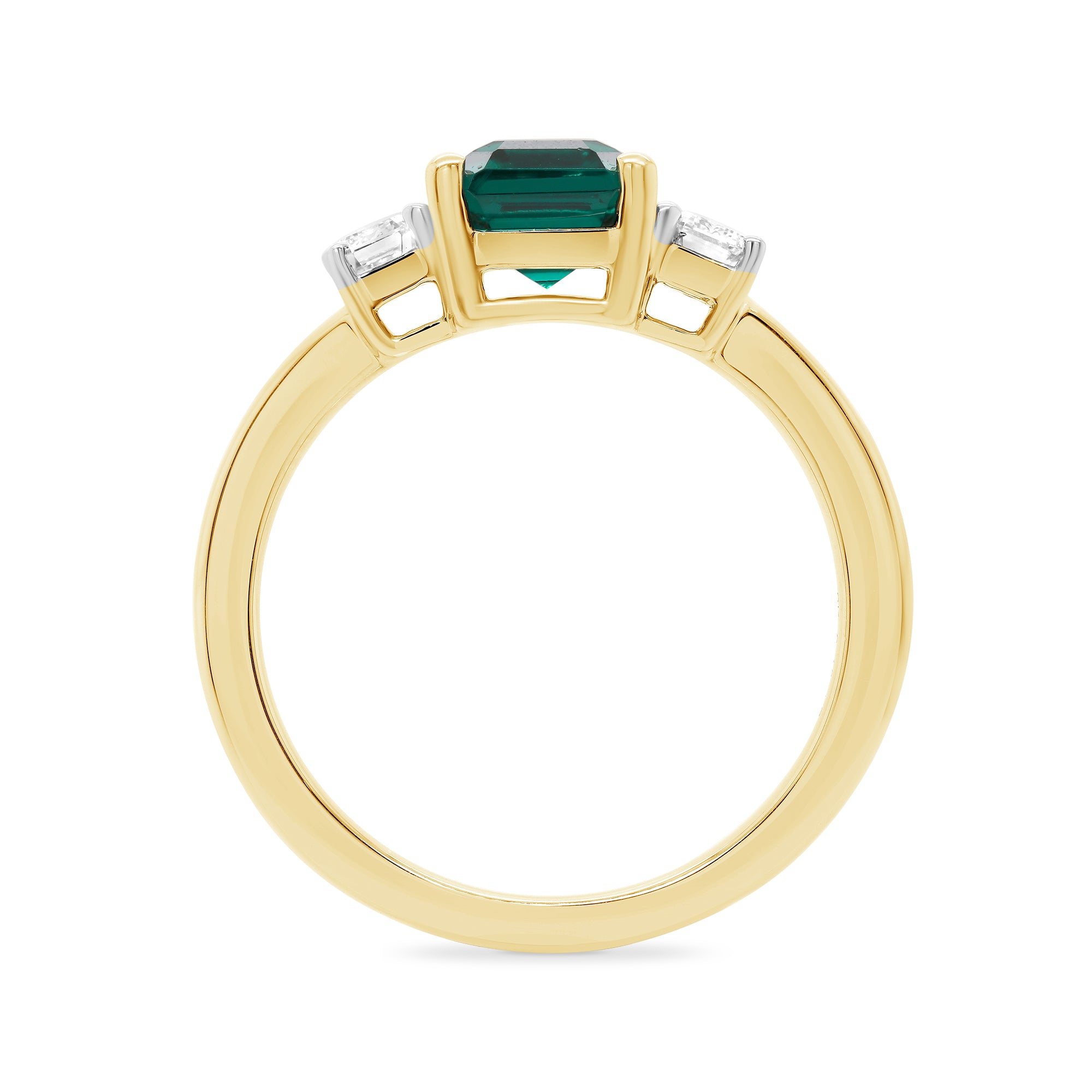 9ct gold 7x5 octagonal lab created emerald & E/VS diamonds ring 0.40cts LG