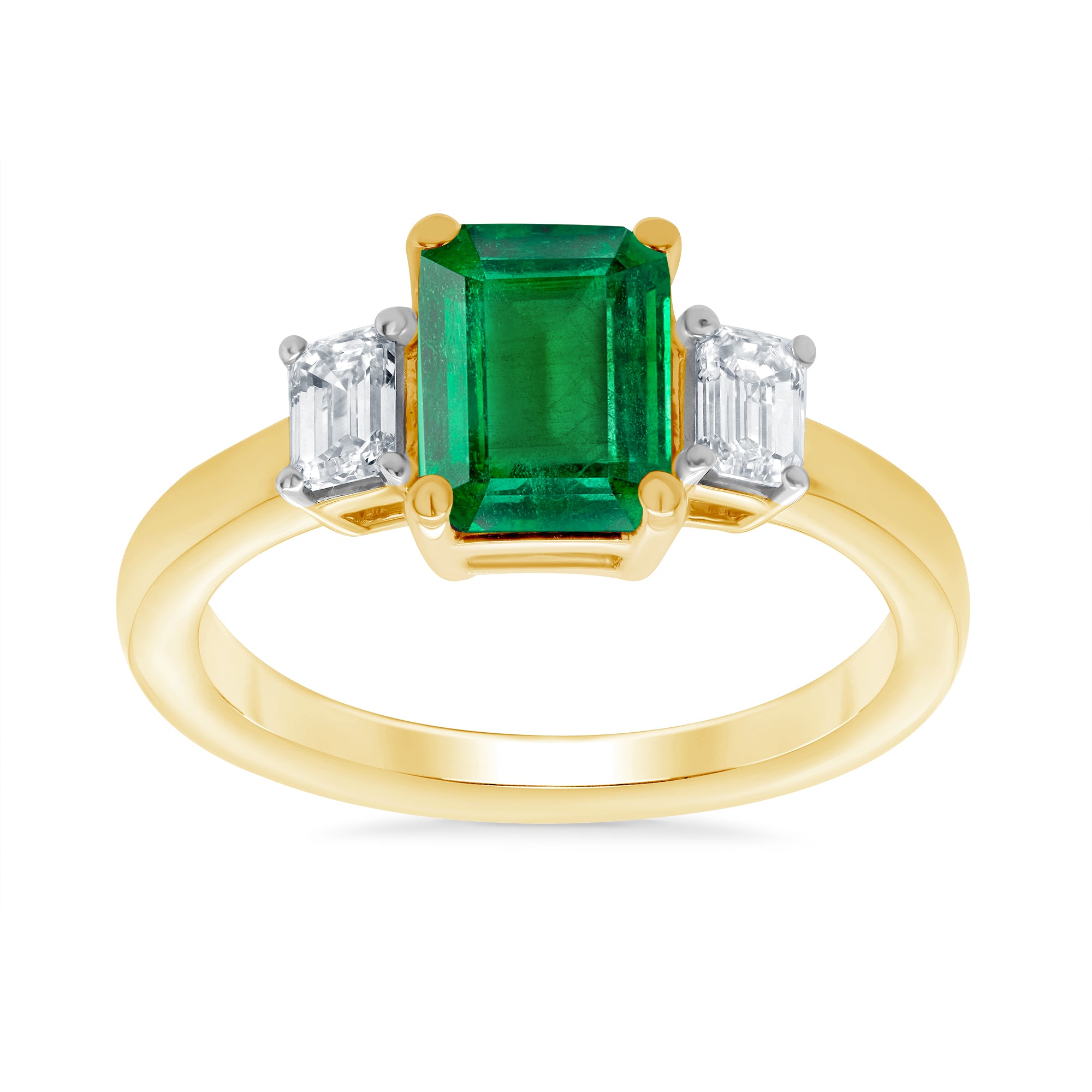 9ct gold 7x5 octagonal lab created emerald & E/VS diamonds ring 0.40cts LG