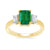 9ct gold 7x5 octagonal lab created emerald & E/VS diamonds ring 0.40cts LG