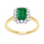 9ct gold 7x5 octagonal lab created emerald & E/VS diamond cluster ring 0.36cts LG
