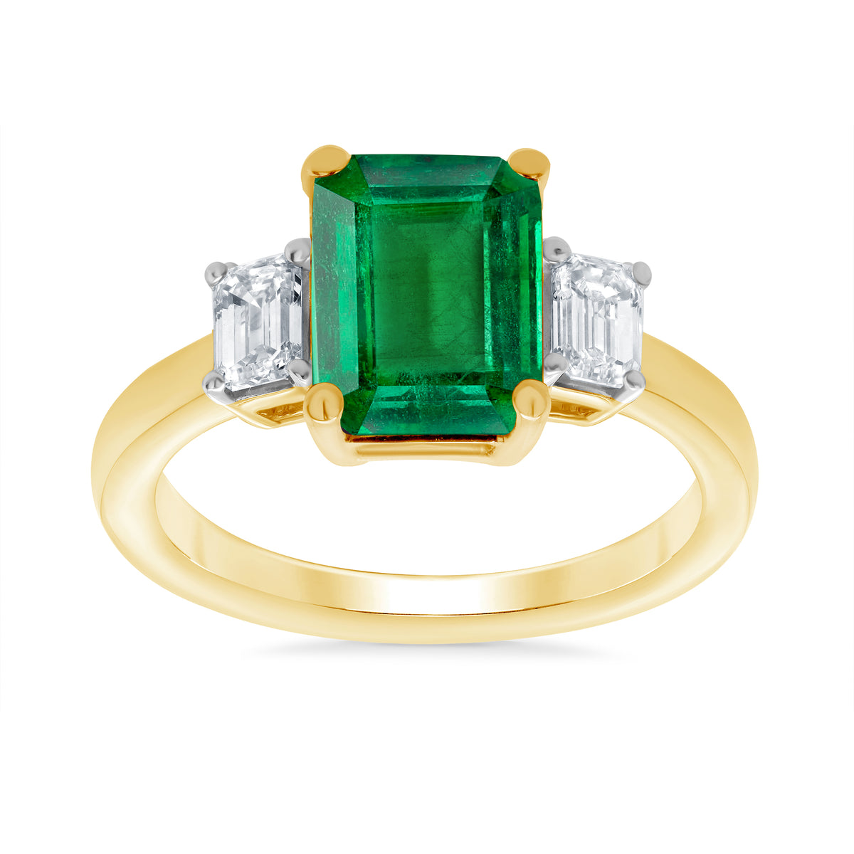 9ct gold 8x6 octagonal lab created emerald &amp; E/VS diamonds ring 0.40cts LG
