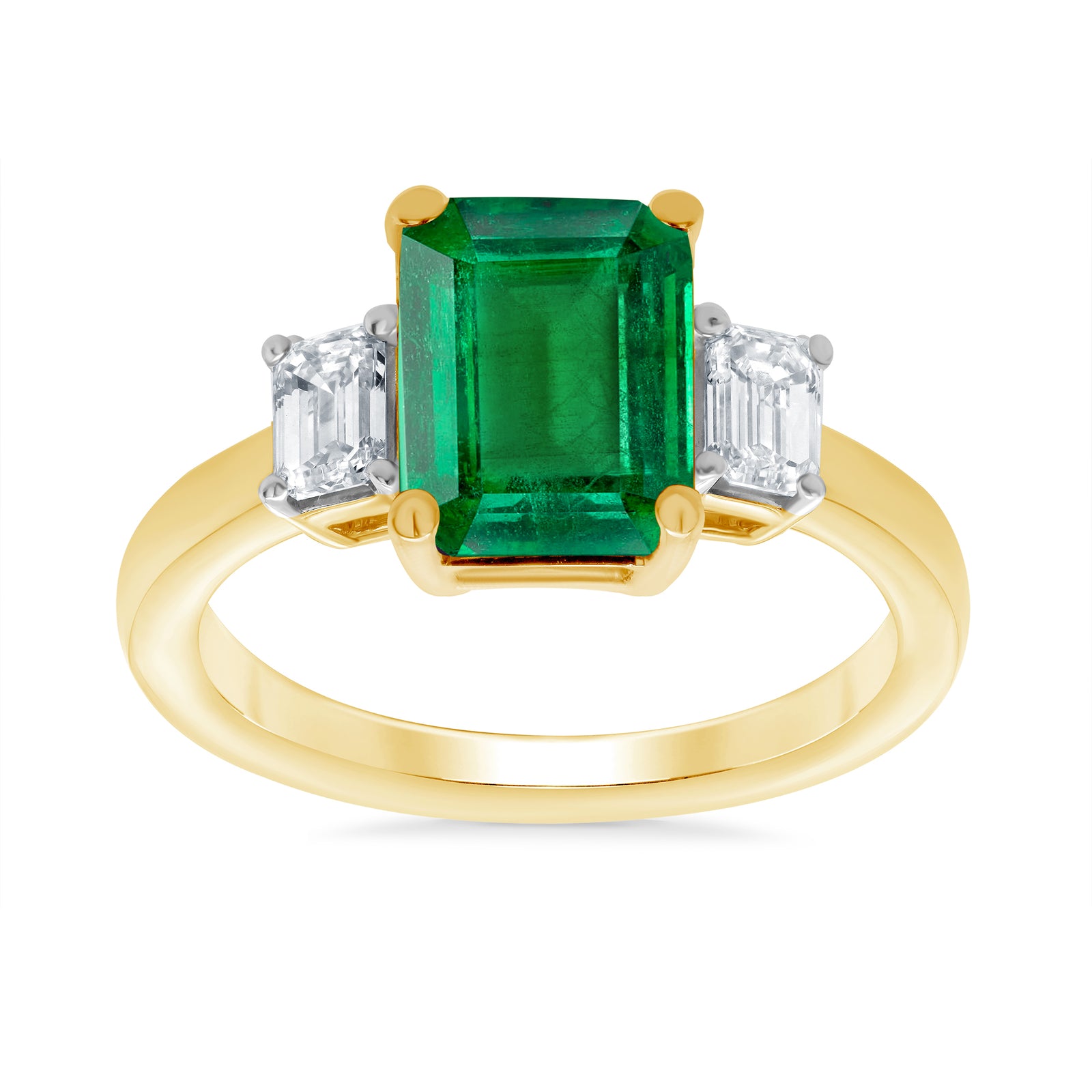 9ct gold 8x6 octagonal lab created emerald & E/VS diamonds ring 0.40cts LG