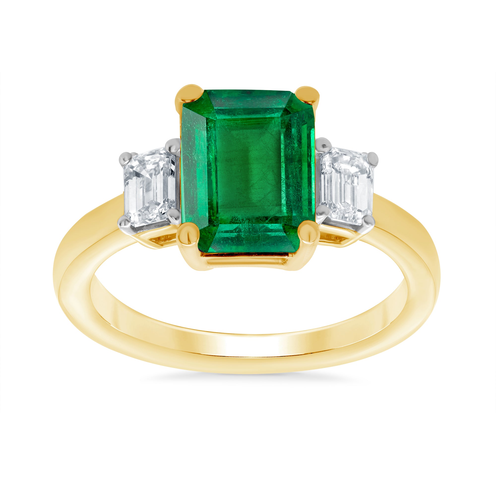 9ct gold 8x6 octagonal lab created emerald & E/VS diamonds ring 0.40cts LG