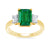 9ct gold 8x6 octagonal lab created emerald & E/VS diamonds ring 0.40cts LG