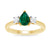 9ct gold 7x5 pear lab created emerald & E/VS diamonds ring 0.25cts LG
