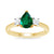 9ct gold 8x6 pear lab created emerald & E/VS diamonds ring 0.25cts LG