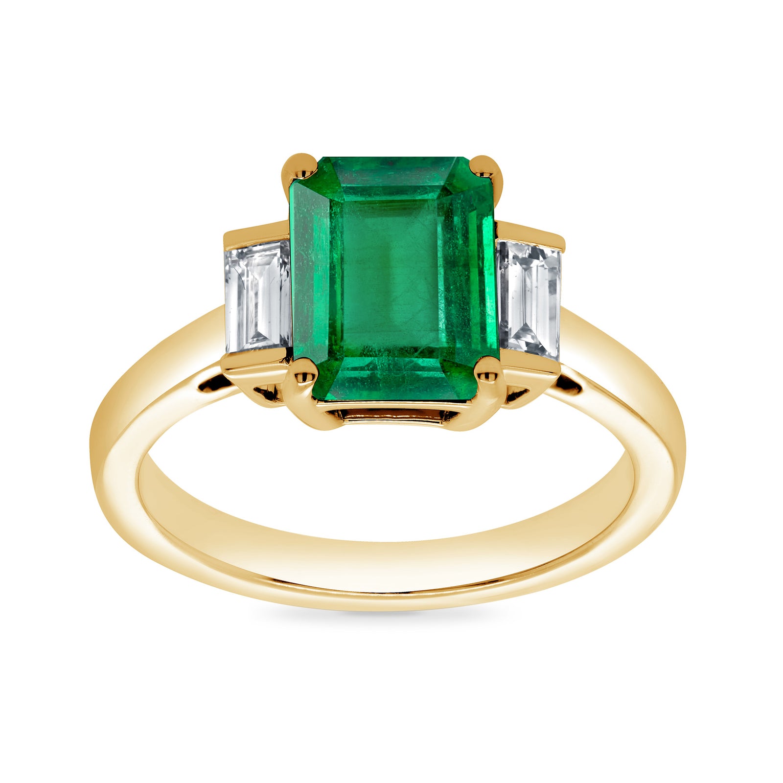 9ct gold 9x7 octagonal lab created emerald & E/VS diamonds ring 0.30cts LG