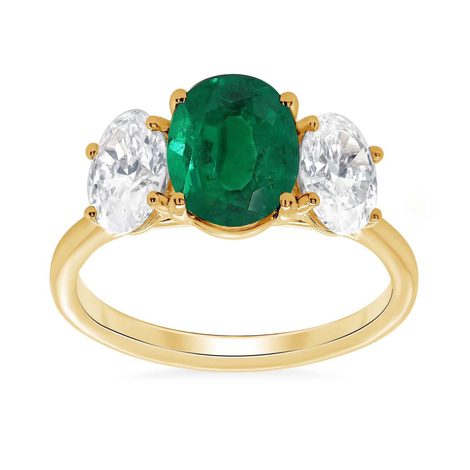 9ct gold 9x7 oval lab created emerald & E/VS diamonds ring 1.50cts LG