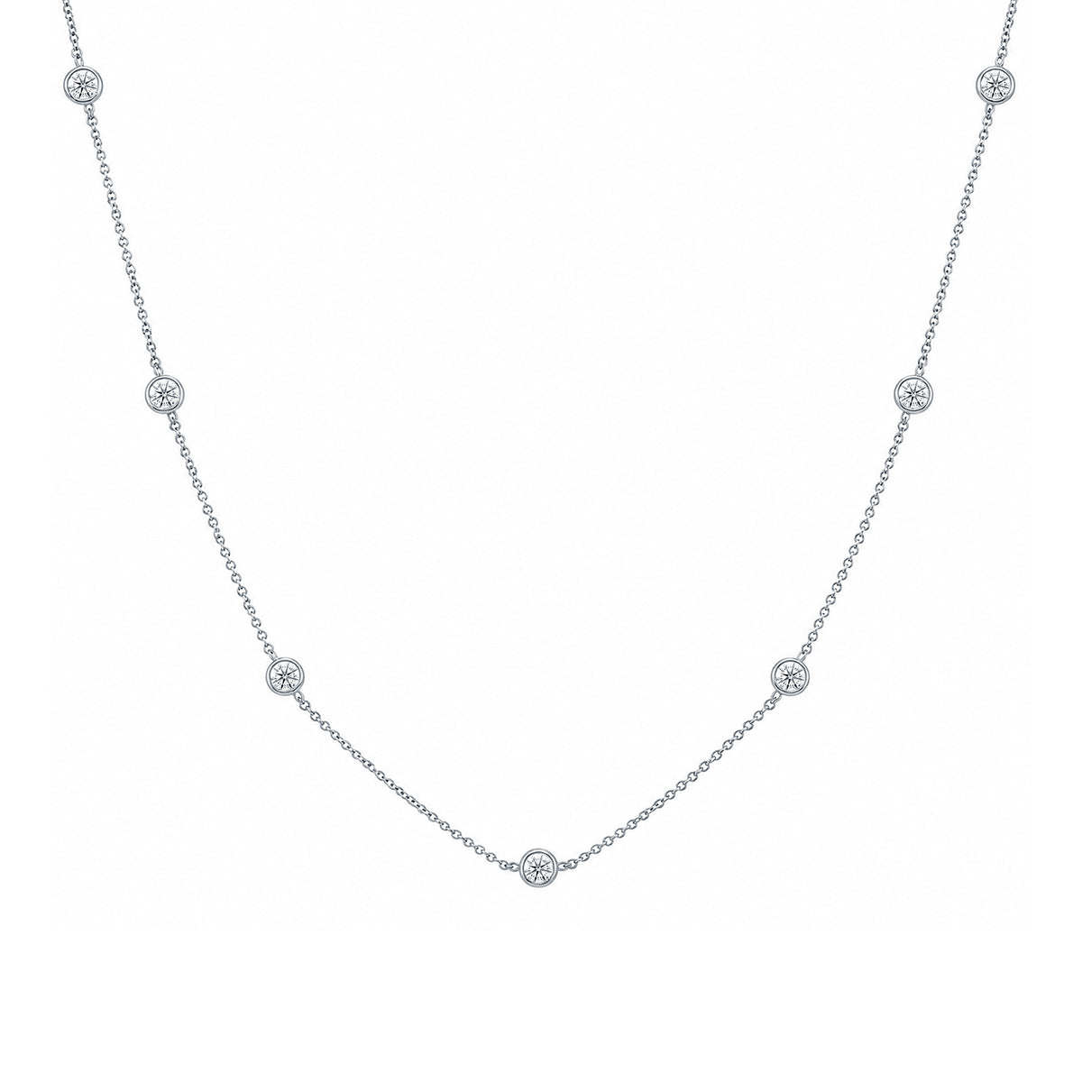 9ct white gold lab grown E/VS diamond necklet 18" 0.62cts