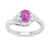 9ct White gold 7x5 oval lab created pink sapphire & E/VS diamonds ring 0.20cts LG