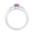 9ct white gold 8x6 oval lab created pink sapphire & 3 E/VS diamonds each side ring 0.15cts LG