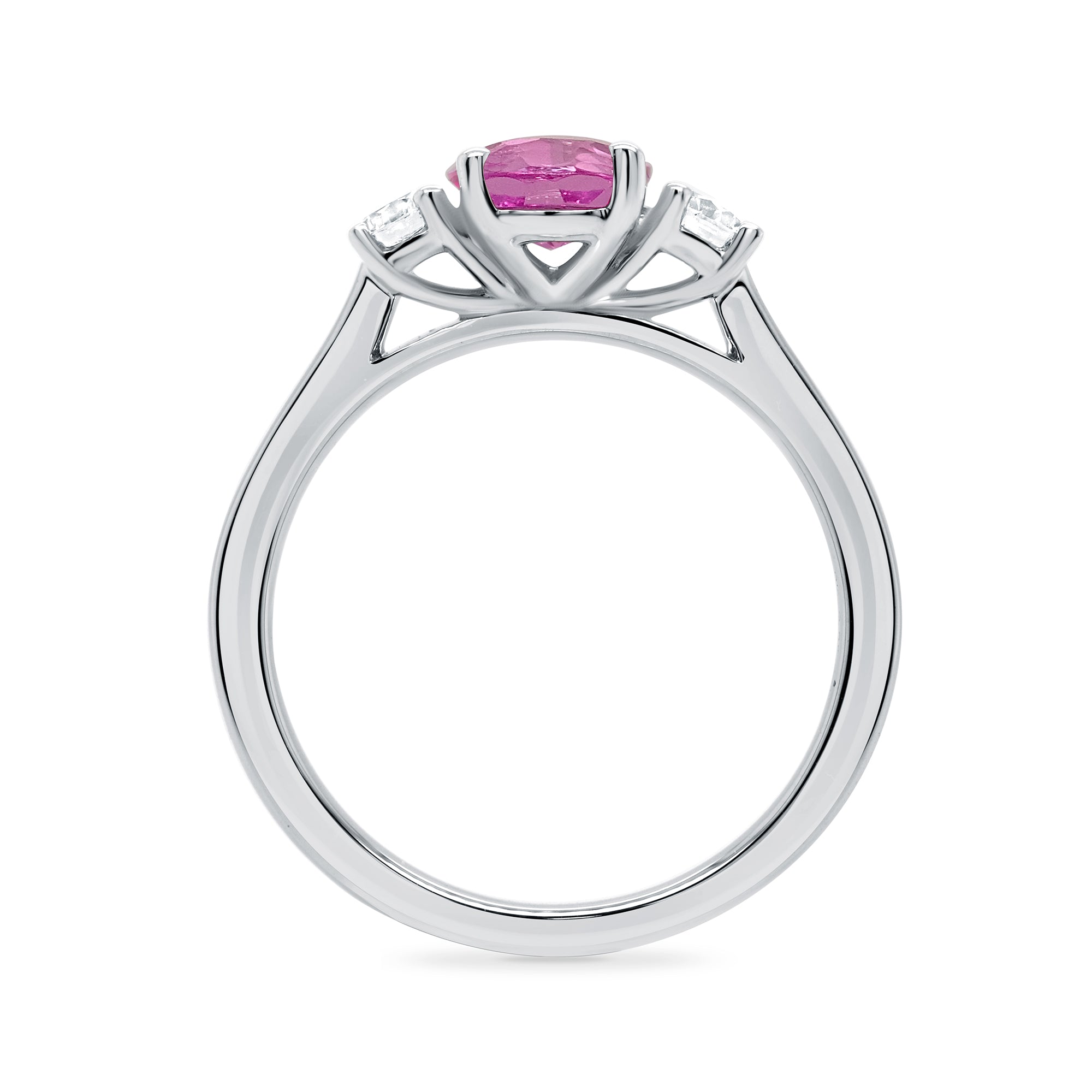 9ct white gold 8x6 oval lab created pink sapphire & E/VS diamonds ring 0.25cts LG