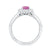 9ct white gold 8x6 oval lab created pink sapphire & E/VS diamond shoulders cluster ring 0.50cts LG