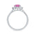 9ct white gold 8x6 oval lab created pink sapphire & E/VS diamond cluster ring 0.36cts LG