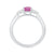 9ct white gold 9x7 oval lab created pink sapphire & 3 E/VS diamonds each side ring 0.15cts LG