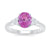 9ct white gold 9x7 oval lab created pink sapphire & 3 E/VS diamonds each side ring 0.15cts LG