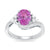 9ct white gold 9x7 oval lab created pink sapphire & E/VS diamond ring 0.20cts LG