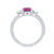 9ct white gold 7x5 octagonal lab created pink sapphire & E/VS diamonds ring 0.40ts LG