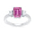 9ct white gold 7x5 octagonal lab created pink sapphire & E/VS diamonds ring 0.40ts LG