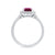9ct white gold 7x5 octagonal lab created pink sapphire & E/VS diamond cluster ring 0.36cts LG