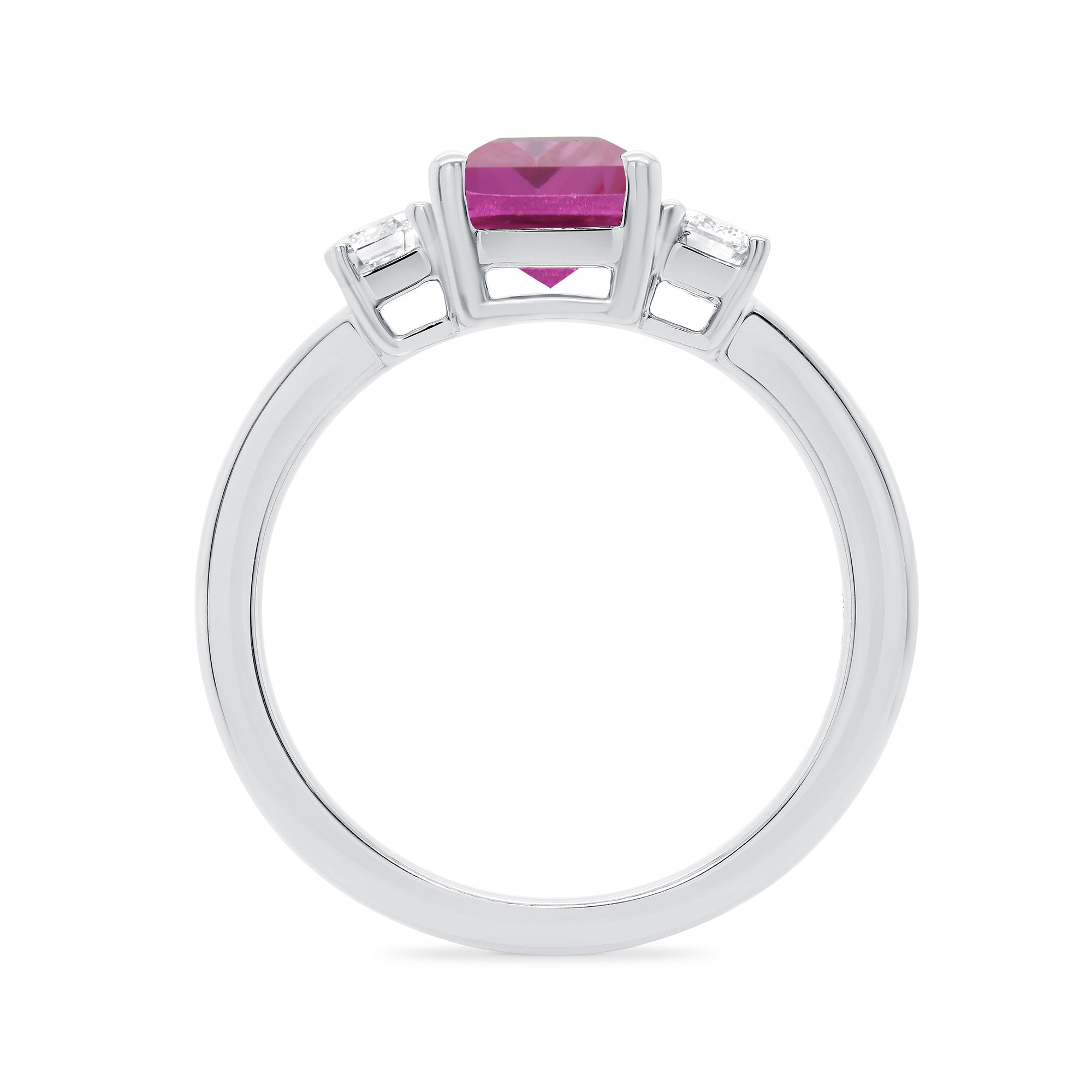 9ct white gold 8x6 octagonal lab created pink sapphire & E/VS diamonds ring 0.40ts LG