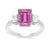 9ct white gold 8x6 octagonal lab created pink sapphire & E/VS diamonds ring 0.40ts LG