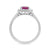 9ct white gold 8x6 octagonal lab created pink sapphire & E/VS diamond cluster ring 0.40cts LG